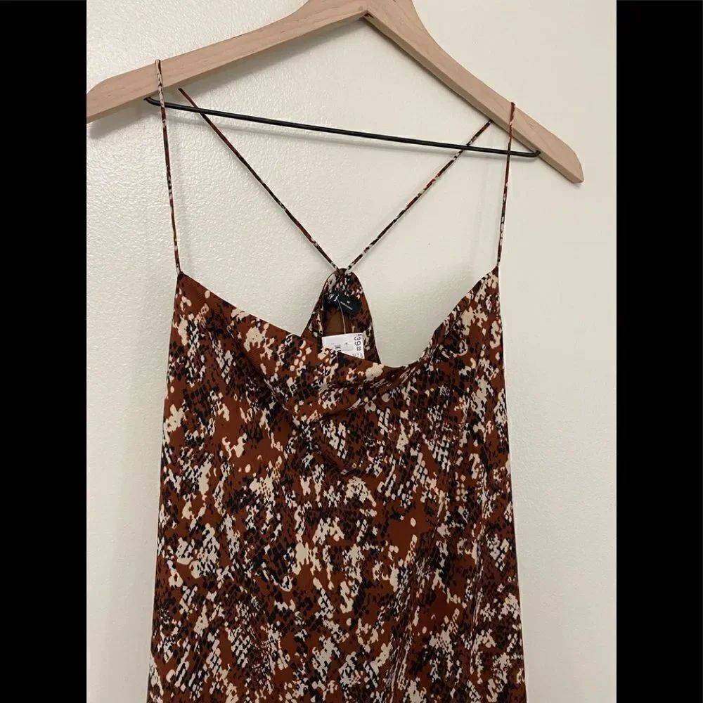 RUST ANIMAL PRINT DRAPED FRONT DRESS - Picture 7 of 9
